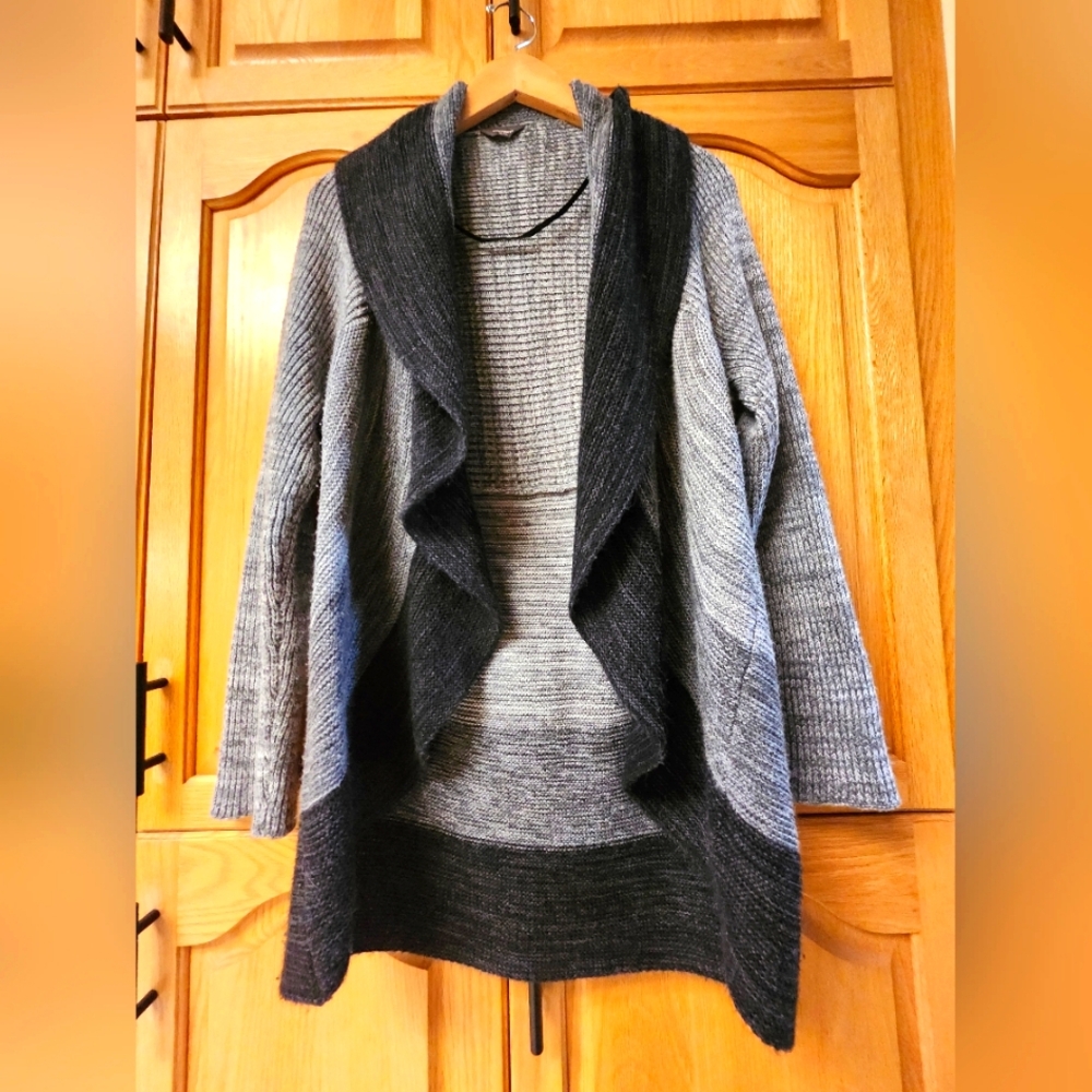 Womens Denver Hayes Greys / Black Waterfall Style Knit Cardigan Size XL